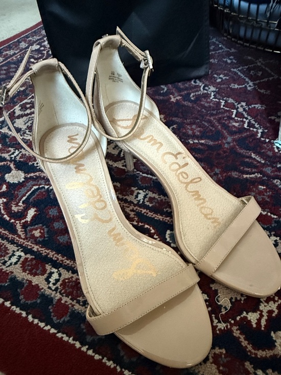 Sam Edelman Shoes - Sam Edelman Beige Tan Ankle-Strap Heeled Sandals size 7.5 Wide